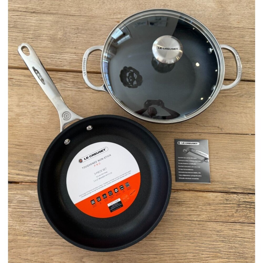 Le Creuset Toughened Non-stick PRO 3-Piece Cookware Set NEW